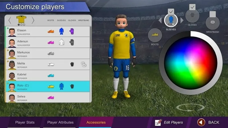 Acessando o menu de mods no Pro League Soccer.