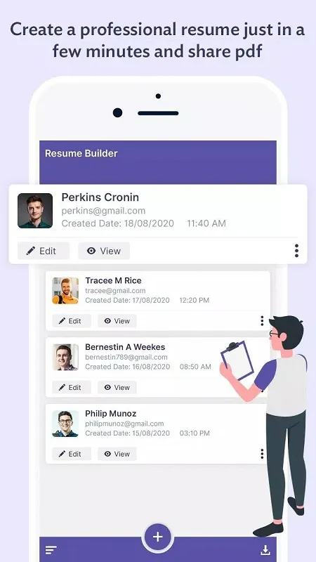 Berbagai pilihan template yang tersedia di Professional Resume Builder mod