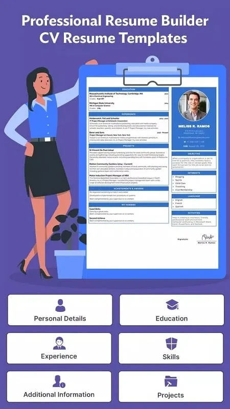 Panduan langkah demi langkah tentang cara menggunakan Professional Resume Builder mod