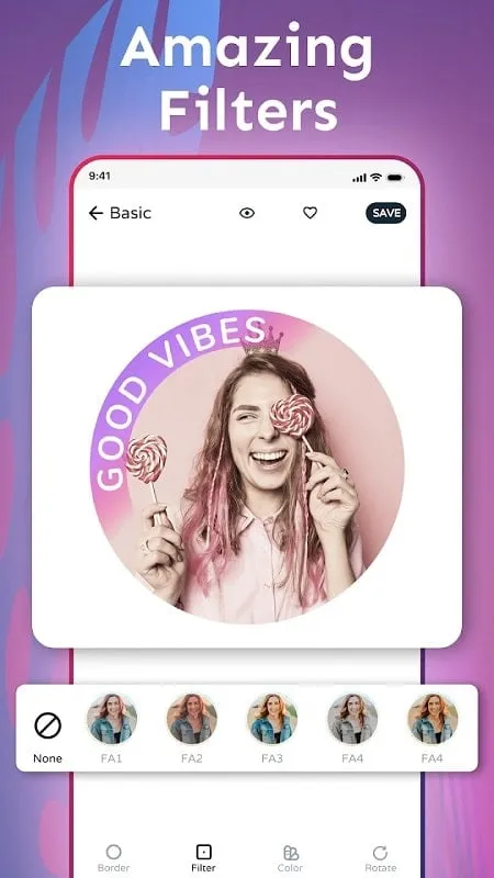 Profile Picture Border Frame mod interface showing premium features