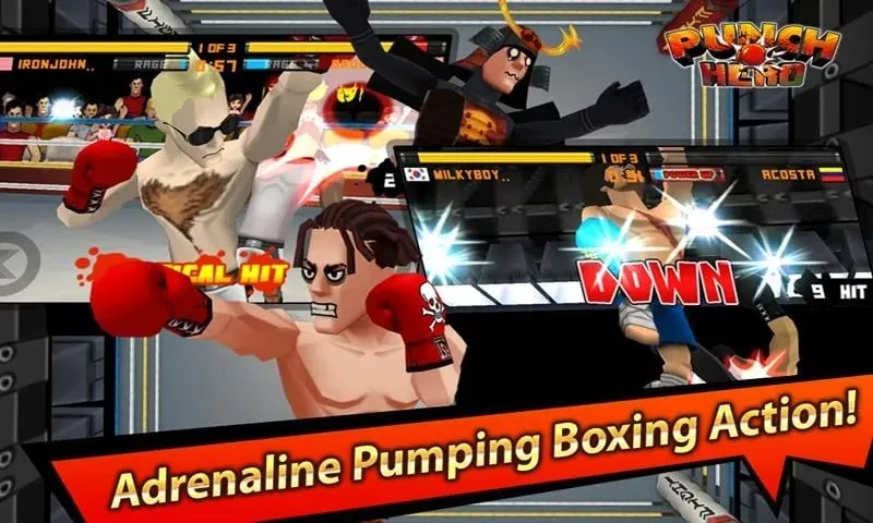 Antarmuka toko dalam game Punch Hero menampilkan peningkatan yang tersedia.