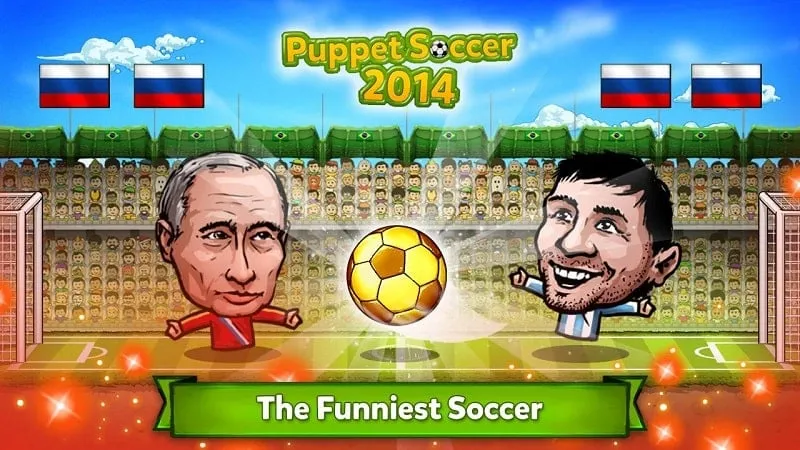 Gameplay Puppet Soccer di perangkat seluler.