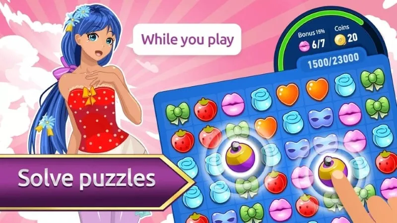 Puzzle of Love character interaction screenshot.