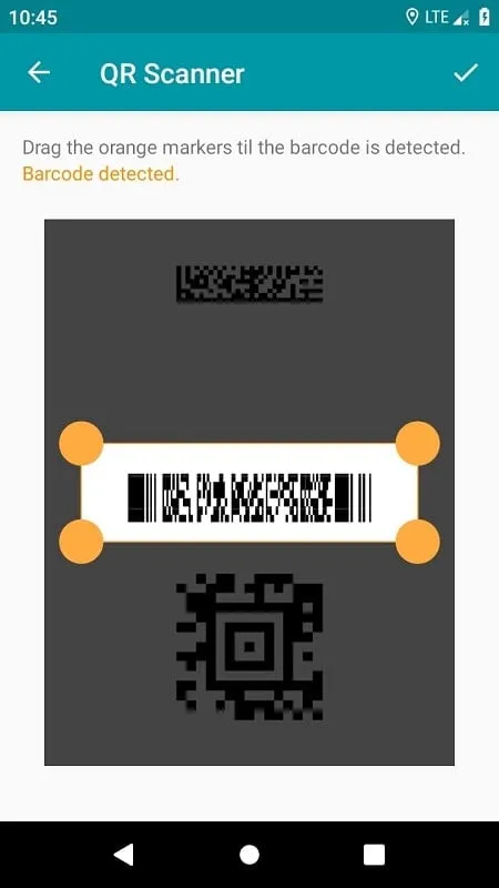 QR Barcode Reader mod interface showing premium features