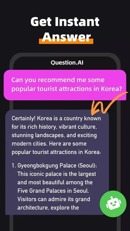 Tampilan antarmuka Question.AI APK yang menyoroti fitur pemecahan masalah