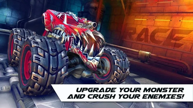 Hình ảnh gameplay trong RACE: Rocket Arena Car Extreme cho thấy cuộc đua xe tải quái vật.