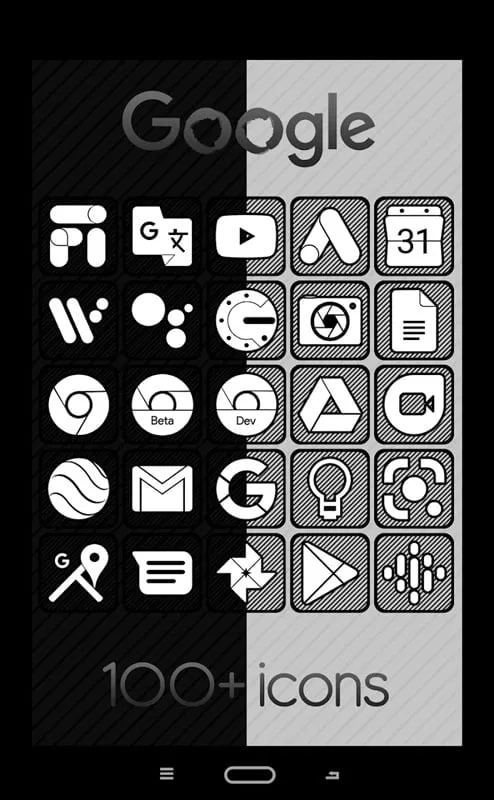 Interface do Raya Black Icon Pack Mod mostrando recursos premium