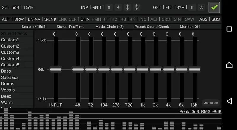 Pengaturan aplikasi RE Equalizer FX