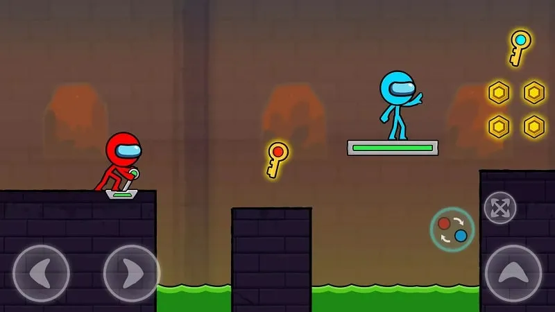 Spinning the wheel for rewards in Red and Blue Stickman 2.