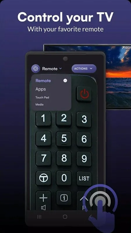 Tampilan antarmuka Remote control for TCL TVs Mod dengan fitur premium