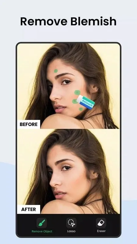 Retouch Remove Objects apk interface demonstrating object removal