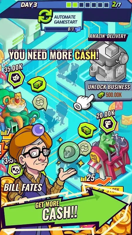 Gameplay screenshot of Rob the Rich, showing the money-making interface.