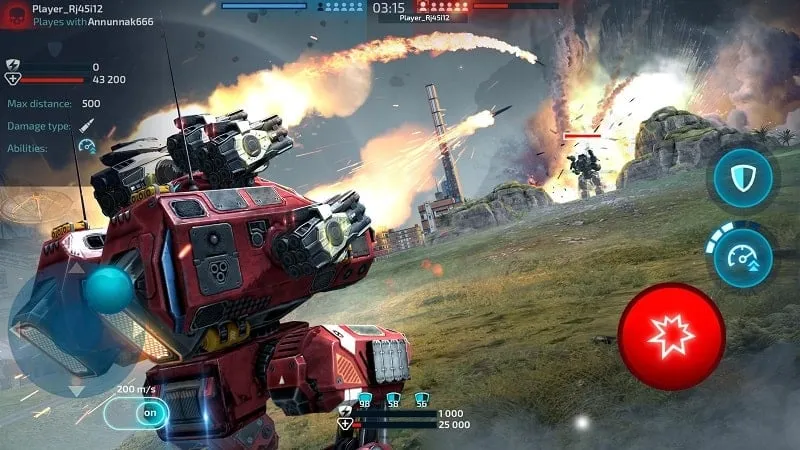 Robot Warfare gameplay on a mobile device.