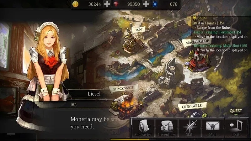 Menavigasi sistem menu dalam game di Rogue Hearts.