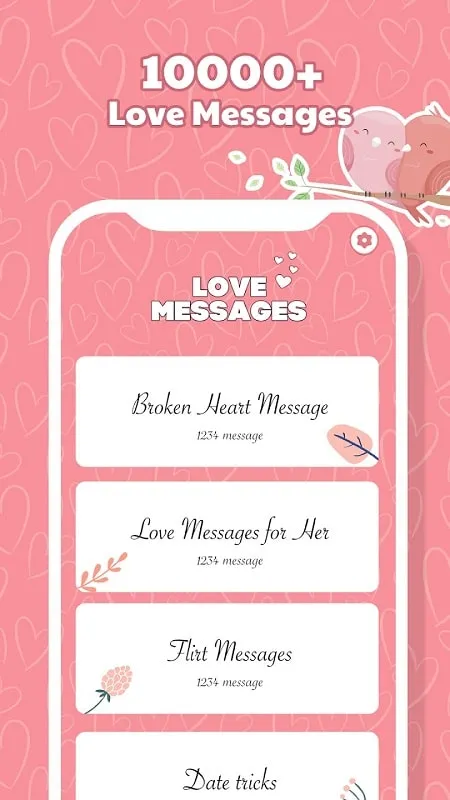 Romantic Fancy Love Messages mod example