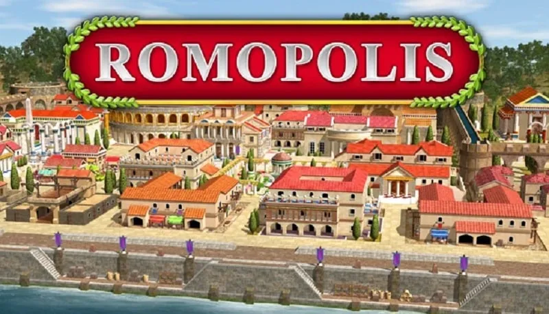 Visão geral da cidade de Romopolis em um dispositivo Android.