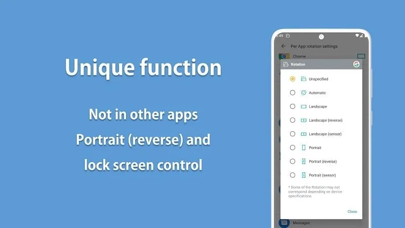 Configuración de aplicaciones individuales del mod Rotation Control Pro