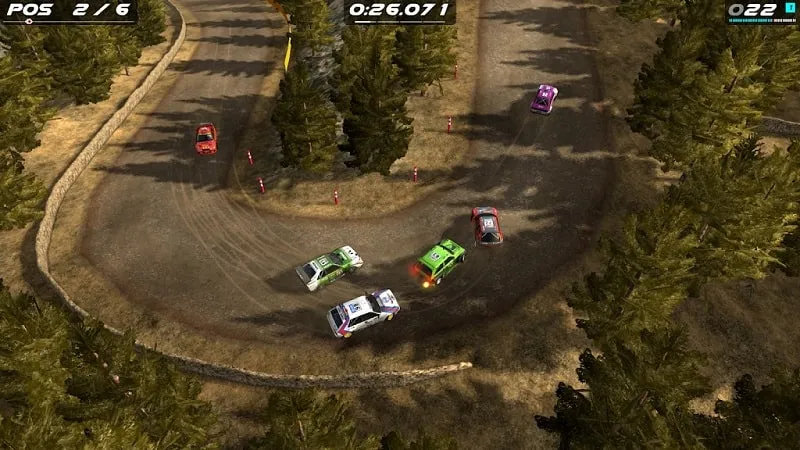 Tampilan game Rush Rally Origins dengan fitur MOD.