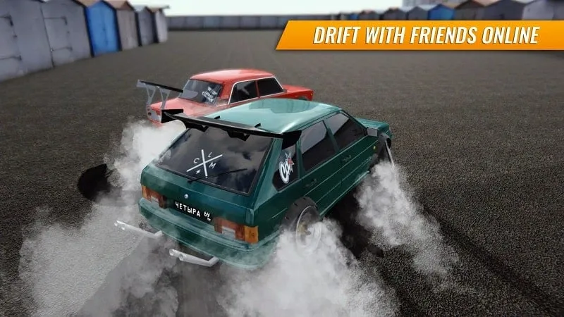 Jogabilidade de corrida no Russian Car Drift.