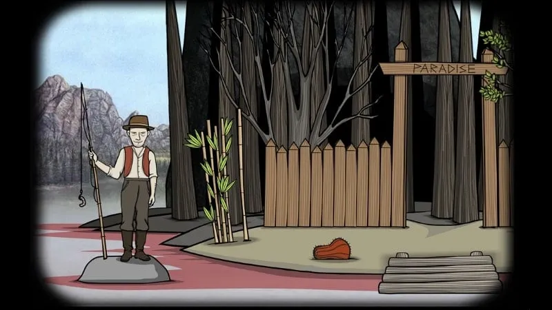 Una escena de Rusty Lake Paradise que muestra su estilo visual único y un rompecabezas con ranas.