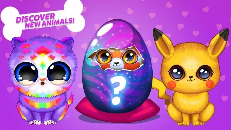 Variedade de criaturas disponíveis para fusão no Merge Cute Animal 2.