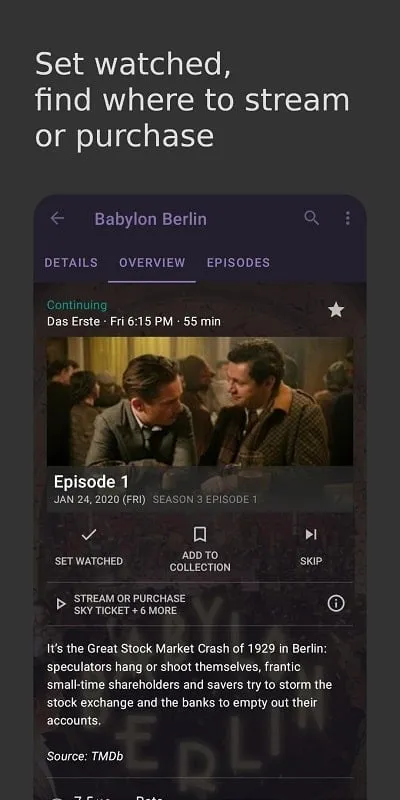 SeriesGuide app connected with Trakt