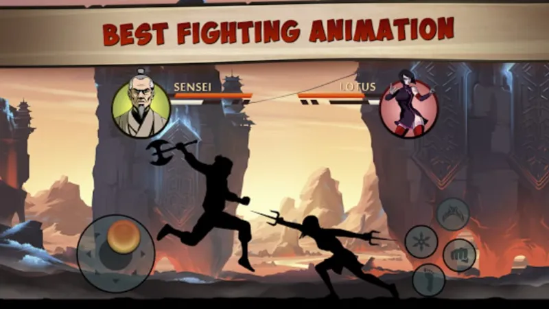 Close up action shot showcasing the detailed fighting animation in Shadow Fight 2 Special Edition.