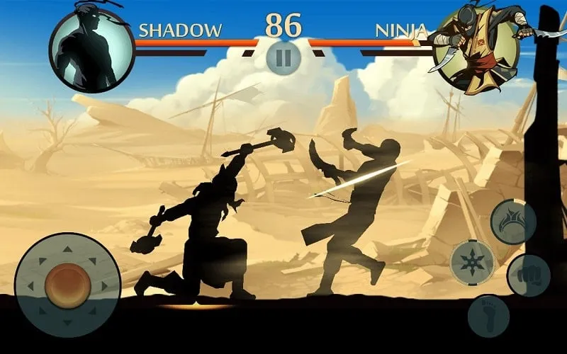 Detailed view of the in-game character selection screen in Shadow Fight 2 Special Edition.