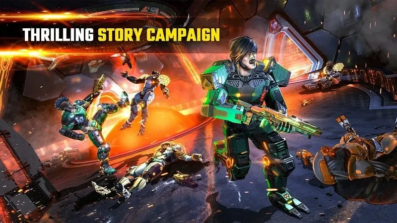 Memilih senjata di menu game Shadowgun Legends.