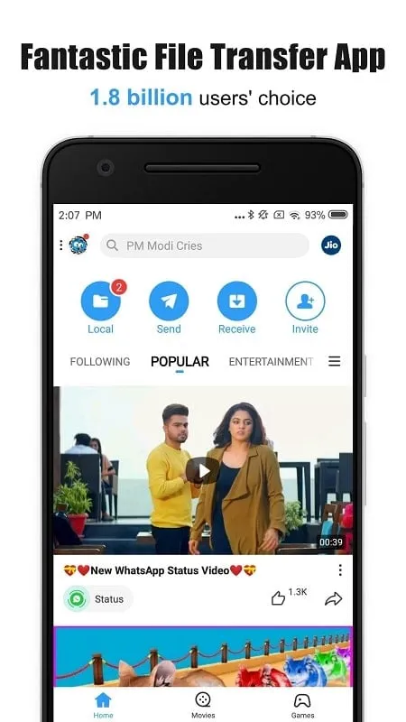 SHAREit mod interface showing premium features