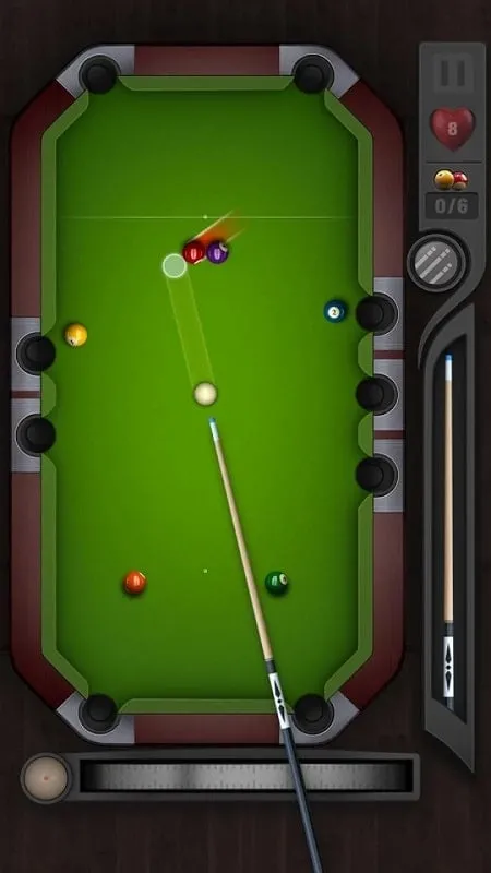 Tangkapan layar gameplay Shooting Ball yang menyoroti mekanisme bidikan.