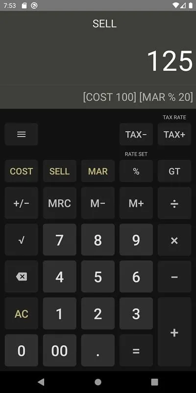 Simple Calculator mod mostrando la experiencia sin anuncios