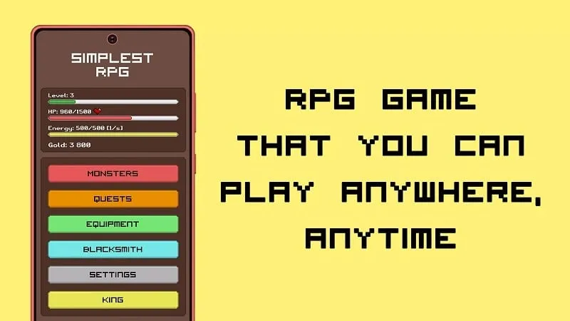 Simplest RPG gameplay with text-based interface.