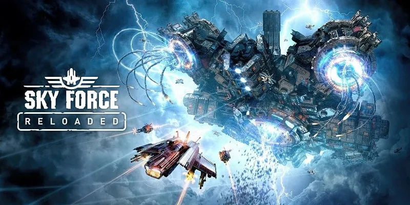 Sky Force Reloaded gameplay screenshot showing intense action and vibrant graphics.