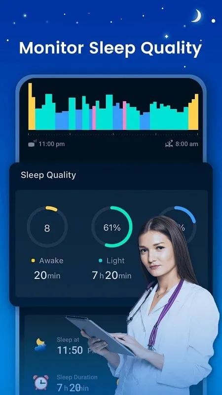 User interacting with the Sleep Monitor app, inputting pre-sleep activities
