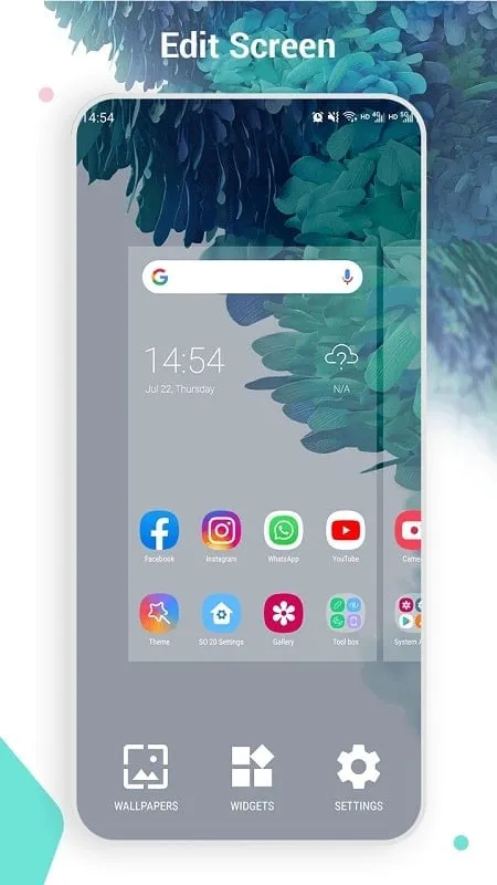 Tampilan berbagai tema di SO S20 Launcher.