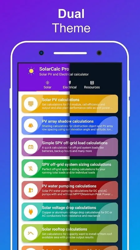 Tùy chỉnh giao diện SolarCalc Pro mod