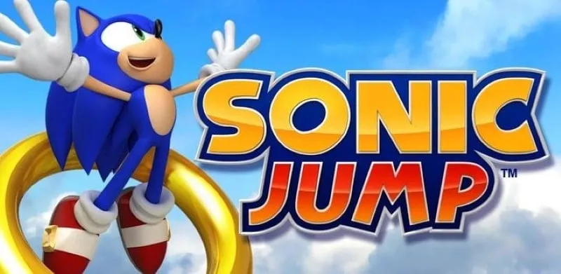 Captura de pantalla del juego Sonic Jump con el personaje principal en acción.