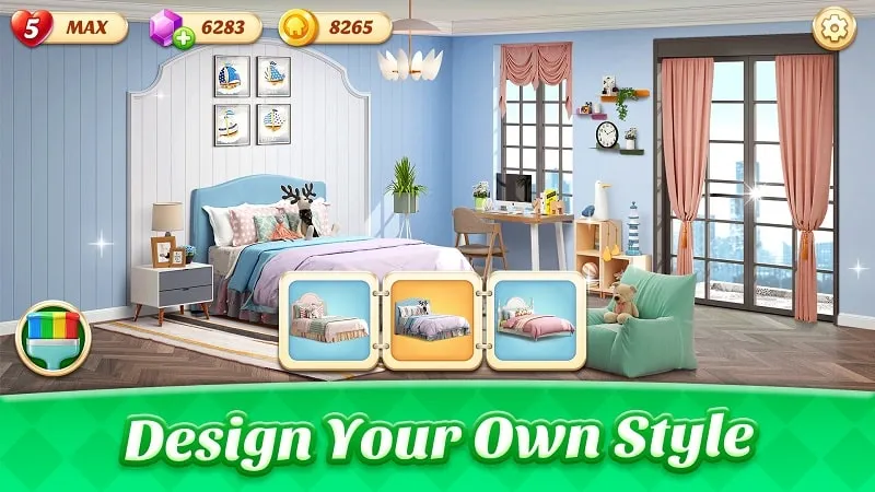 In-game screenshot of Space Decor: Dream Home Design.