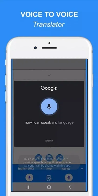 Using the voice translation feature in Speak and Translate app