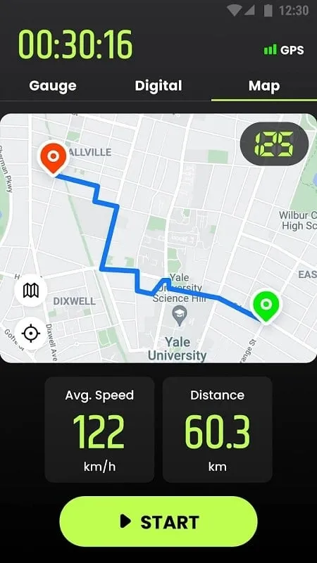 Speedometer mod apk displaying speed in digital format