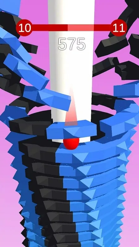 A screenshot showcasing the various challenges and levels available in Stack Ball.