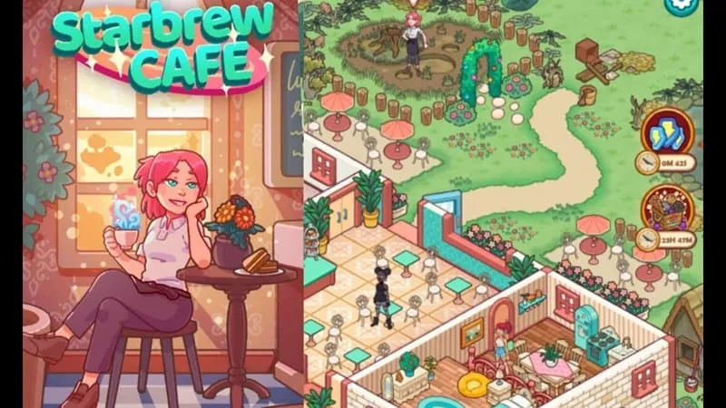 Hình ảnh màn hình chính của game Starbrew Cafe.