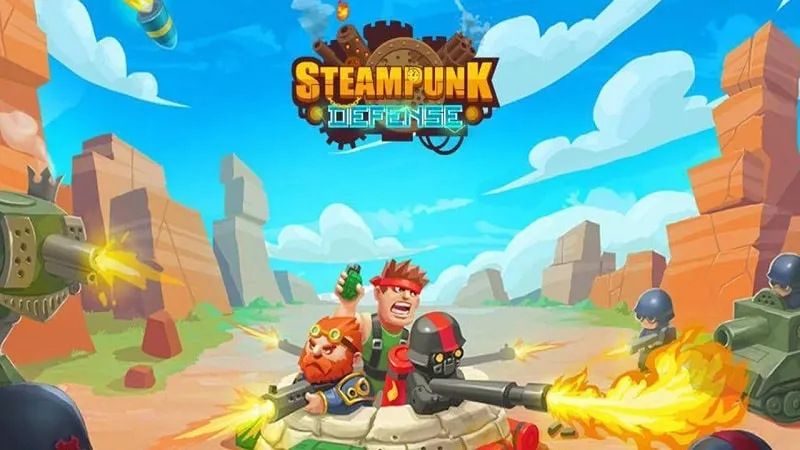 Downloading the Steampunk Defense MOD APK file on an Android device.