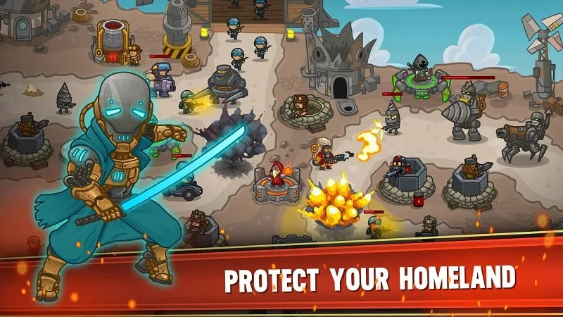 Screenshot displaying various tower options available in Steampunk Defense.