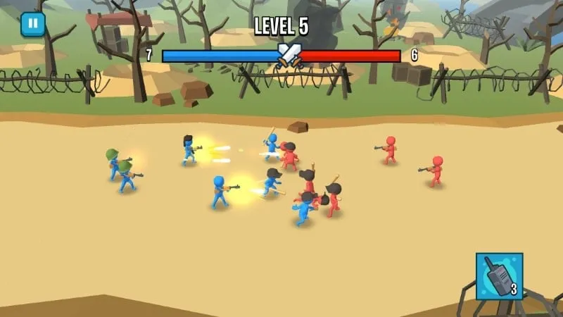 Utilizing the one-hit feature in Stick Army MOD APK.