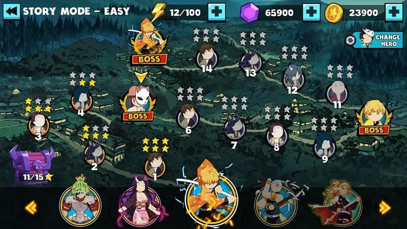 Gameplay screenshot showcasing combat in Stick Demon Shadow Fight.