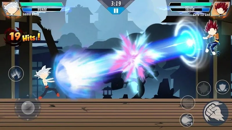 Hình ảnh gameplay Stick Shadow Fighter Warriors trên điện thoại.