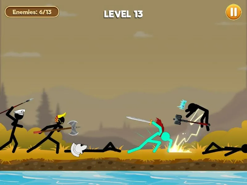 Berbagai map pertempuran di Stickman Battle: Stick Ninja