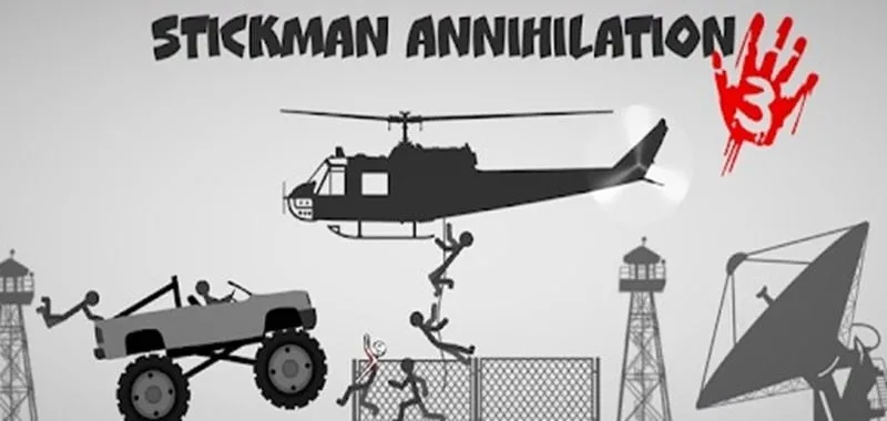 Gameplay Stickman Destruction 3 Epic yang menampilkan berbagai kendaraan dan aksi destruktif.